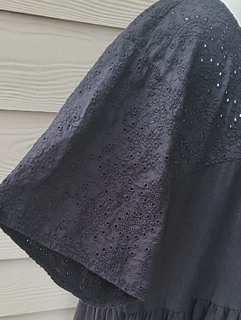 Vintage Cotton Jersey Crew Neck Eyelet Yoke Babydoll Top Size 3X - Picture 6 of 15